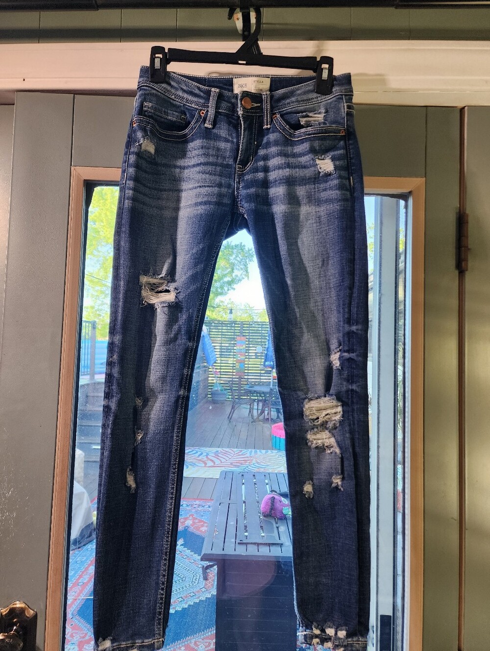 BKE Dark Blue Distressed Skinny Jeans